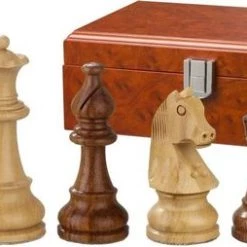Philos Verzwaarde Schaakstukken Staunton, Koningshoogte 95mm, Met Luxe Opbergkist