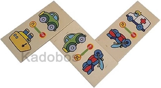 Playwood / Roel Houten Domino Vervoer - Tegels Hout Met Voertuigen - 28 Delig - Playwood 2 Playwood / Roel Houten Domino Vervoer - Tegels Hout Met Voertuigen - 28 Delig - Playwood - Afbeelding 2