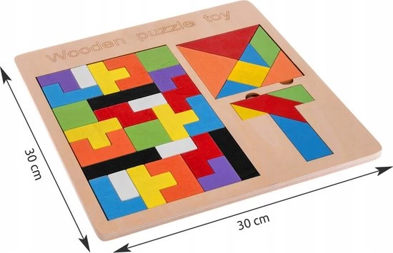 Fidgy - 3 In 1 Houten Puzzel - Montessori Speelgoed - Tetris 2 Fidgy - 3 In 1 Houten Puzzel - Montessori Speelgoed - Tetris - Afbeelding 2