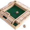 Deluxe HB Sluit De Doos - Zinaps Deluxe 4-Player Sluit De Doos Houten Tafel Game Classic Dice Game Board Toy, Brown- (WK 02127)