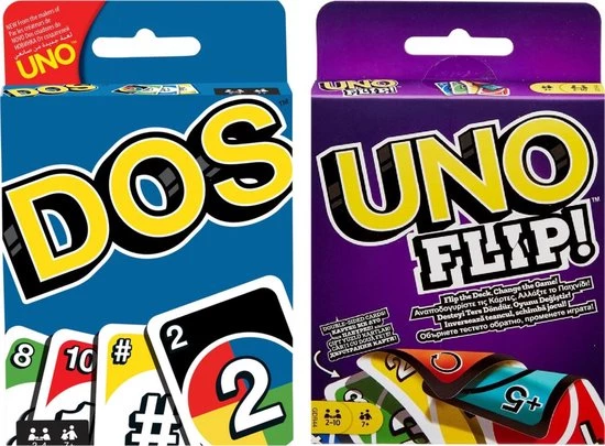 Mattel Games UNO DOS + UNO FLIP! - DUO PACK - MATTEL - KAARTSPEL 1 Mattel Games UNO DOS + UNO FLIP! - DUO PACK - MATTEL - KAARTSPEL