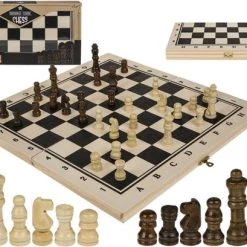 OOTB Schaakspel Hout - Inklapbaar Schaakspel - 34 X 34cm - Reis Schaakbord Met Schaakstukken - Schaakspellen Opvouwbaar - 34 X 34cm