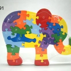 Geharo Houten Olifant Met Cijfers En Letters