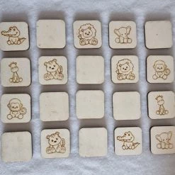 Knaptoetjes Memory Spel Hout - Dieren - Jungle - 20 Kaarten - Spelletje - Inclusief Bewaarzakje