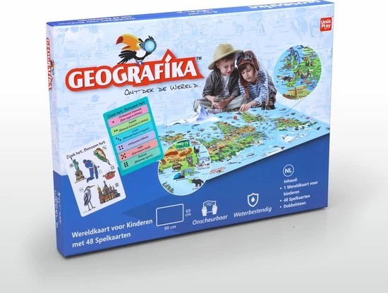Craenen BV Ontdek De Wereld Spel + Wereldkaart Voor Kinderen Unik Play / Geografika 5 Craenen BV Ontdek De Wereld Spel + Wereldkaart Voor Kinderen Unik Play / Geografika - Afbeelding 5