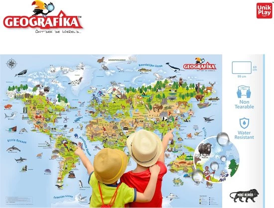 Craenen BV Ontdek De Wereld Spel + Wereldkaart Voor Kinderen Unik Play / Geografika 3 Craenen BV Ontdek De Wereld Spel + Wereldkaart Voor Kinderen Unik Play / Geografika - Afbeelding 3