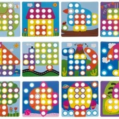 Iso Trade Leerzaam Mozaïek Druk Knoppen Kleuren Spel Met 45 Gekleurde Druk Knop Kralen En 12 Verschillende Plaatjes -kinderspellen Winkel 550x417
