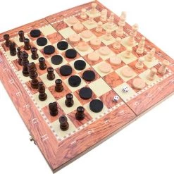 Merkloos Schaakbord | Dambord | Backgammon | 34 X 34 Cm | Schaakspel | Schaakset | Schaken | Dammen | Met Schaakstukken | 3-in-1 Bordspel | Chess | Hout | Opklapbaar -kinderspellen Winkel 550x448 2