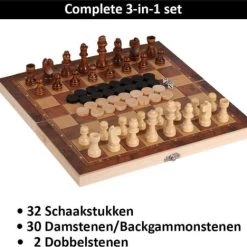 SuperiorShopping 3 In 1 Schaakset, Checkersbord En Backgammon Schaakspel Inclusief Schaakstukken En Stenen - Opklapbaar Schaakbord - Schaken - Dammen - 39 X 39 Cm -kinderspellen Winkel 550x468