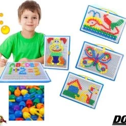 Merkloos Educatief Speelgoed - Moza Eksetje - Mushroom Nail Puzzle - Button Art Speelgoed Creatief - Draagbaar Voor Jongens & Meisjes - Verjaardagscadeaus Of Feestartikelen - 3D-puzzels Educatief Speelgoed Paddenstoel Sierstenen - Unisex 3 - 14 Jaar