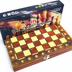 Merkloos Schaakbord | Dambord | Backgammon | 29 X 29 Cm | Schaakspel | Schaakset | Schaken | Dammen | Met Schaakstukken | 3-in-1 Bordspel | Magnetisch | Chess | Hout | Opklapbaar -kinderspellen Winkel 550x488 1