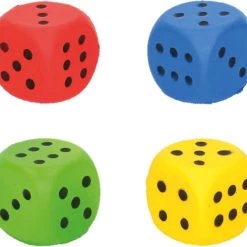 Merkloos Set Van 4x Stuks Speelgoed Dobbelstenen Van 4 X 4 Cm - Dobbelspellen/spelletjes