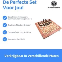Merkloos Schaakbord | Dambord | Backgammon | 34 X 34 Cm | Schaakspel | Schaakset | Schaken | Dammen | Met Schaakstukken | 3-in-1 Bordspel | Chess | Hout | Opklapbaar -kinderspellen Winkel 550x509 2