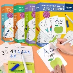 MiDeer Ik Leer Schrijven Woorden & Rekenen (2 Separate Sets) - Engelse Woorden Leren - Herbruikbare Pennen En Kaarten - 2 Verschillende Sets Pennen En Kaarten - Flash Card Voor Vroeg Onderwijs: Ik Leer Engelse Woordjes & Ik Leer Rekenen -kinderspellen Winkel 550x521 2
