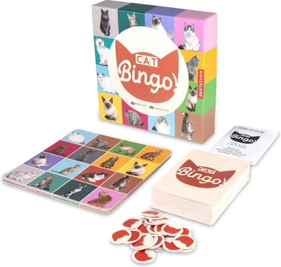 Kikkerland Cat Bingo - 54 Katten Soorten - 12 Bingokarten - Reisspel - Pocket Spel - Voor Maximaal 12 Spelers 5 Kikkerland Cat Bingo - 54 Katten Soorten - 12 Bingokarten - Reisspel - Pocket Spel - Voor Maximaal 12 Spelers - Afbeelding 5