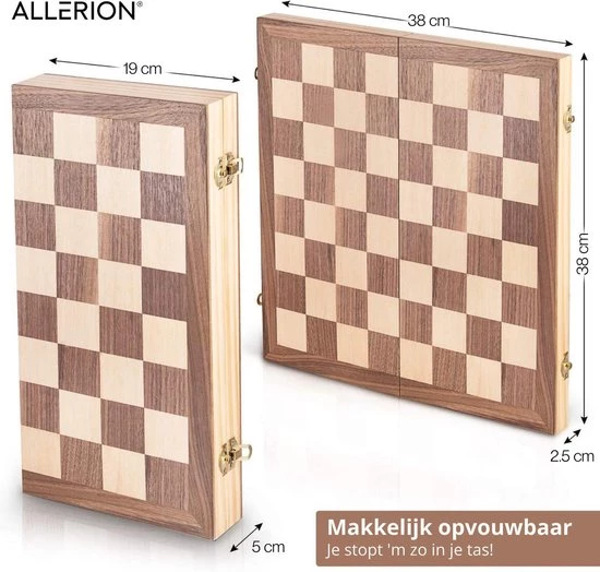 Allerion? Allerion Luxe Schaak Set - 100% Hout - 38cm X 38cm - In Opbergkoffer - Inclusief 2 Extra Dames En Instructieboekje 11 Allerion? Allerion Luxe Schaak Set - 100% Hout - 38cm X 38cm - In Opbergkoffer - Inclusief 2 Extra Dames En Instructieboekje - Afbeelding 11