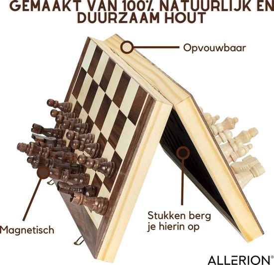 Allerion? Allerion Luxe Schaak Set - 100% Hout - 38cm X 38cm - In Opbergkoffer - Inclusief 2 Extra Dames En Instructieboekje 5 Allerion? Allerion Luxe Schaak Set - 100% Hout - 38cm X 38cm - In Opbergkoffer - Inclusief 2 Extra Dames En Instructieboekje - Afbeelding 5