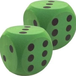Merkloos 2x Grote Foam Dobbelstenen Groen 16 X 16 Cm