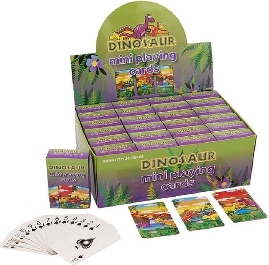 Merkloos Mini Dinosaurussen Thema Speelkaarten 6 X 4 Cm In Doosje Van Karton - Handig Formaatje Kleine Kaartspelletjes 4 Merkloos Mini Dinosaurussen Thema Speelkaarten 6 X 4 Cm In Doosje Van Karton - Handig Formaatje Kleine Kaartspelletjes - Afbeelding 4