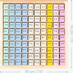 Navaris Houten Rekenbord - Bord Om Sommen Te Oefenen - Oefenbord Met De Sommen Van 1 T/m 10 - Met 100 Gekleurde Blokken Van Hout - Rekenspel