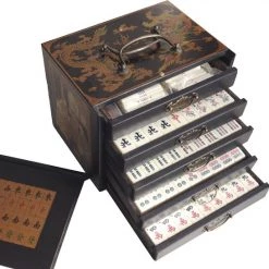 TA-HWA Mahjong Spel - In Houten Kist Zwart M