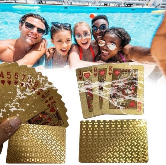 Merkloos Waterdichte Speelkaarten Goud - Kaarten - Waterbestendig - Poker - Blackjack - Patience - Spelletjes - Kaarten Truukjes - Outdoor - Kaarten Set - Plastic Goudfolie 5 Merkloos Waterdichte Speelkaarten Goud - Kaarten - Waterbestendig - Poker - Blackjack - Patience - Spelletjes - Kaarten Truukjes - Outdoor - Kaarten Set - Plastic Goudfolie - Afbeelding 5