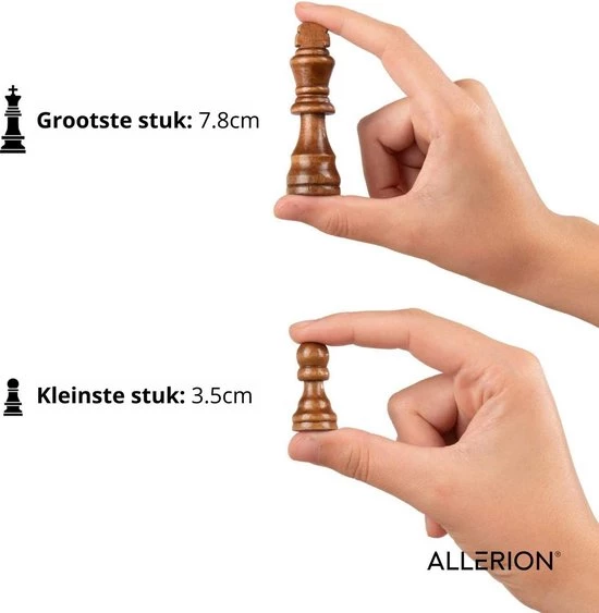 Allerion? Allerion Luxe Schaak Set - 100% Hout - 38cm X 38cm - In Opbergkoffer - Inclusief 2 Extra Dames En Instructieboekje 7 Allerion? Allerion Luxe Schaak Set - 100% Hout - 38cm X 38cm - In Opbergkoffer - Inclusief 2 Extra Dames En Instructieboekje - Afbeelding 7