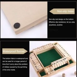 Deluxe HB Sluit De Doos - Zinaps Deluxe 4-Player Sluit De Doos Houten Tafel Game Classic Dice Game Board Toy, Brown- (WK 02127) -kinderspellen Winkel 550x564