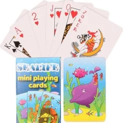 Merkloos Mini Zeedieren Thema Speelkaarten 6 X 4 Cm In Doosje Van Karton - Handig Formaatje Kleine Kaartspelletjes