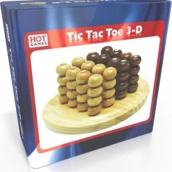 HOT Games Molenspel TicTacToe 3 D. Hout Blank/bruin Gelakt Rond