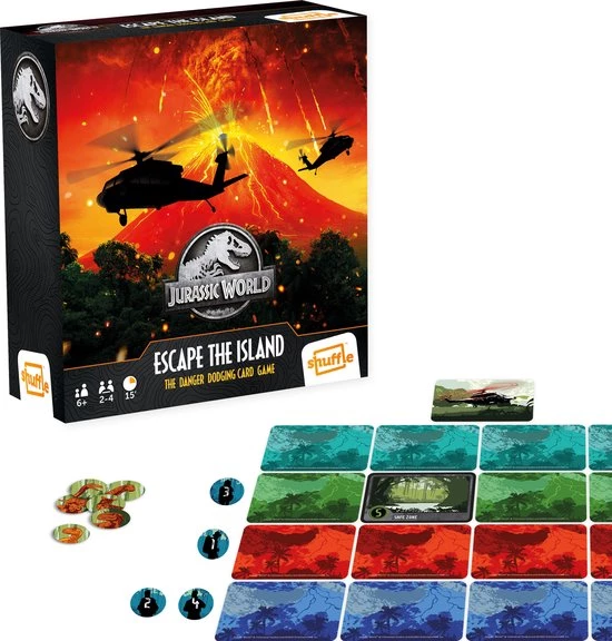 Shuffle - Jurassic World: Escape The Island - Kaartspel - Familiespel 2 Shuffle - Jurassic World: Escape The Island - Kaartspel - Familiespel - Afbeelding 2