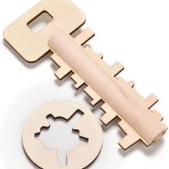 DW4Trading 3D Houten Puzzel Sleutel - 16x6 Cm
