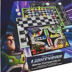 Disney Lightyear - 4-in-1 Spellendoos - Molenspel - Dammen - Ludo (Mens-Erger-Je-Niet) - Slangen & Ladders - Bordspel Verzameling - Game Compendium