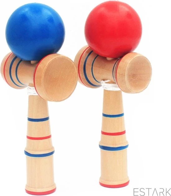 ESTARK Kendama - Jumbo Kendama - Natural Beech Wood - Blauwe Houten LUXE Kendama 17 X 7 Cm - Kendama 4 ESTARK Kendama - Jumbo Kendama - Natural Beech Wood - Blauwe Houten LUXE Kendama 17 X 7 Cm - Kendama - Afbeelding 4