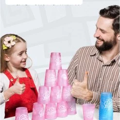 12 Pack QIYI® Kinder Sportstapelen Bekers-Quick Stacks Cups - Speed Training Game Uitdaging- Competitie Party Speelgoed + Gratis OpbergTas-7.6*9.3cm - Mat Doorschijnend - Macaron Blauw -kinderspellen Winkel 550x671 1