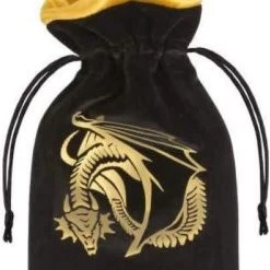 Q Workshop Dice Bag Dragon Black & Golden Velour Q-Workshop