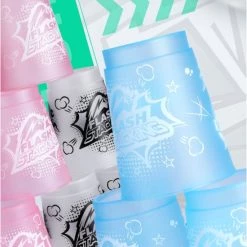 12 Pack QIYI® Kinder Sportstapelen Bekers-Quick Stacks Cups - Speed Training Game Uitdaging- Competitie Party Speelgoed + Gratis OpbergTas-7.6*9.3cm - Mat Doorschijnend - Macaron Blauw -kinderspellen Winkel 550x713 9