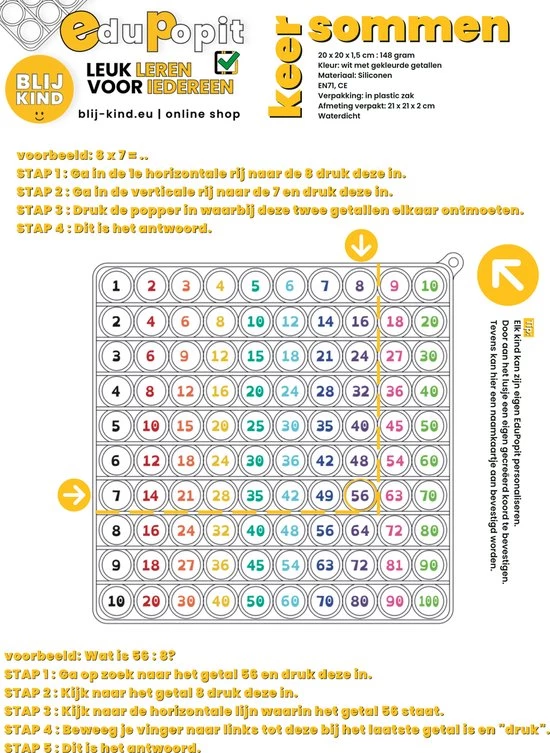 Blij Kind - Educatie - Rekenen - Hulpmiddel - Pakket - Popit - Dyslexie 3 Blij Kind - Educatie - Rekenen - Hulpmiddel - Pakket - Popit - Dyslexie - Afbeelding 3