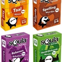 Spellenbundel - Squla - 4 Stuks - Groep 1 T/m 8 - Taal, Spelling, Rekenen & Aardijkskunde